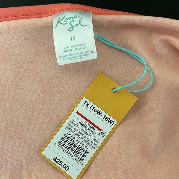 NWT Kona Sol Pink & Coral Checkered Bikinj Bottom - Picture 8 of 11